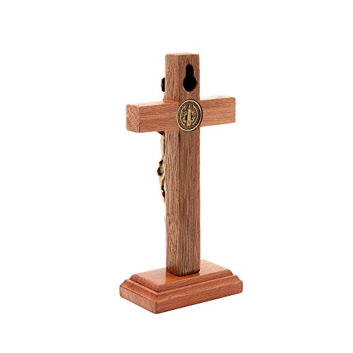Intercession Wall and Table Wood Cross Crucifix (Antique Gold - 5 Inch) - Image 3