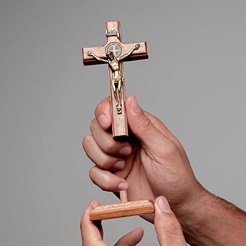 Intercession Wall and Table Wood Cross Crucifix (Antique Gold - 5 Inch) - Image 5