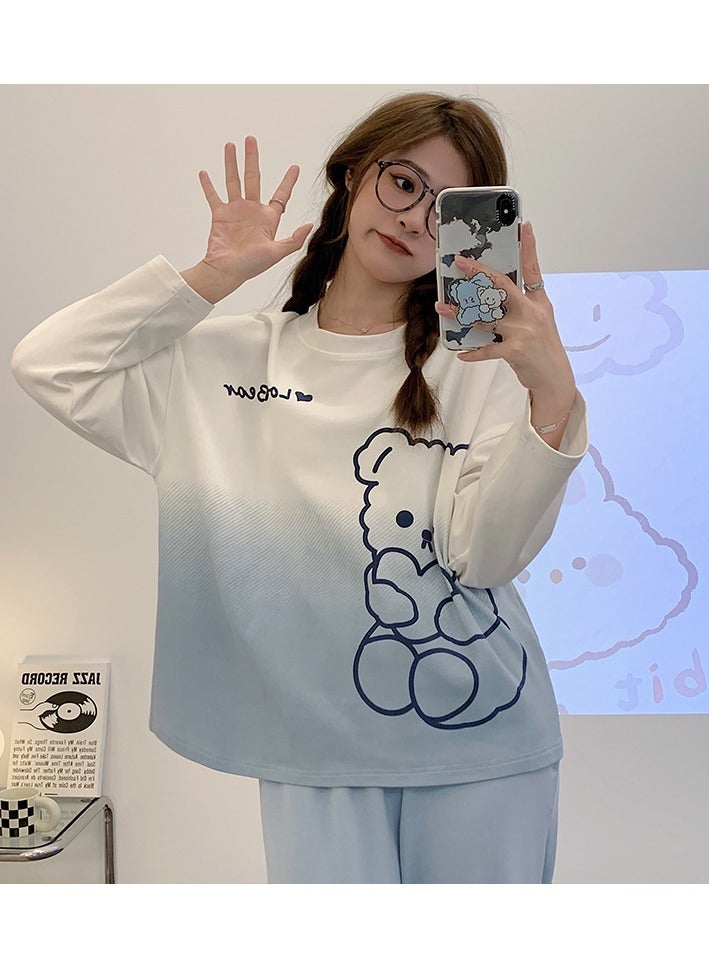 Two Piece Cartoon Lovely Printed Sleepwear Sets Women Loose Sleepwear Nightgown Long Sleeve Pajamas Ladies Underwear Pijamas Homewear ﻿ - Image 4