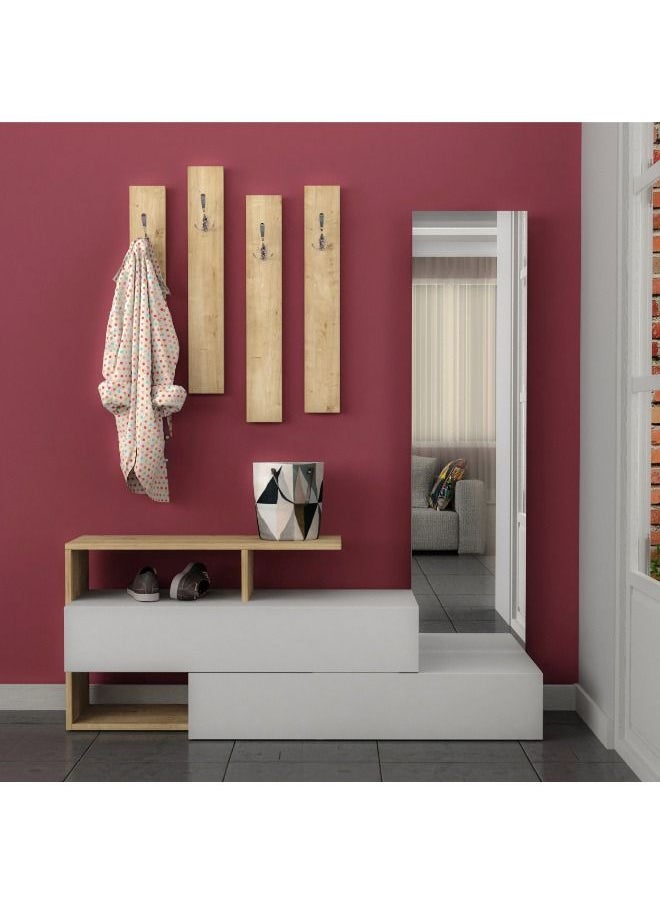 Mourah Home Ramda Hall Stand & Shoe Cabinet - 8 Pairs - White/Oak - 2 Years Warranty  - Image 1