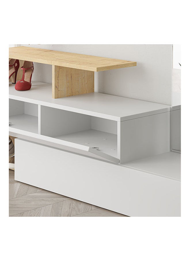Mourah Home Ramda Hall Stand & Shoe Cabinet - 8 Pairs - White/Oak - 2 Years Warranty  - Image 4