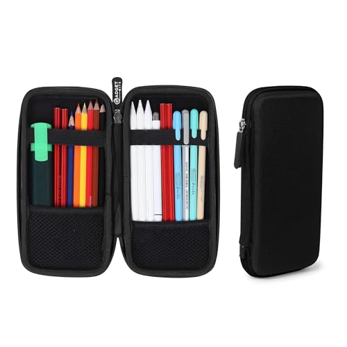 GadgetBite EVA Pencil Case Pen Pouch Holder Bag Stationery Box Large Storage EVA Hard Shell for School Supplies Office Stuff (Medium)-Black - Image 1