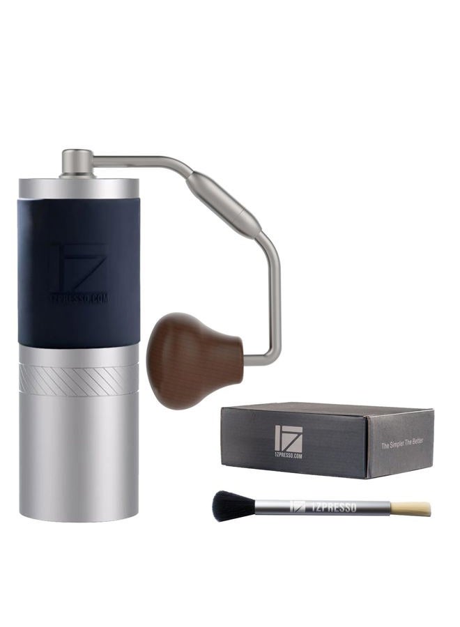 1ZPRESSO مطحنة قهوة يدوية J فضية سعة 35 جرام مع تجميع من الفولاذ المقاوم للصدأ مع إعداد داخلي قابل للتعديل - هدية يوم الأب - Image 1