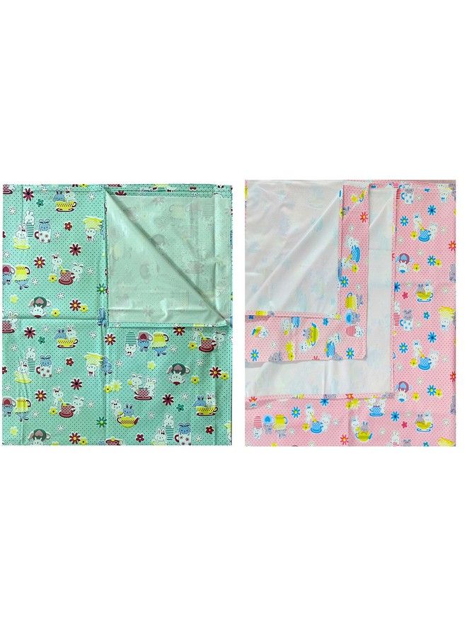 Ecosoft Plastic Sheetpvc Sheet For Kidsrubber Sheet For Babiesbed Wetting Protector(90 X 135 Cm) (Rabbit Pink & Green)  - Image 2