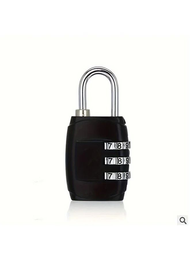 Black 3 Digit Combination Padlock Resettable Password Lock For Travel Backpacks File Cabinets - Image 2