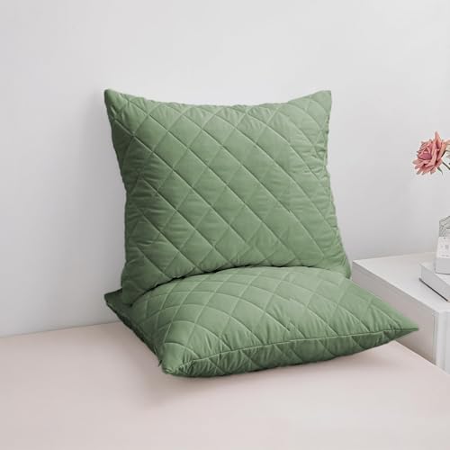 LINENWALAS 100% Bamboo Geometric Quilted Pillow Cover - Set of 2|Ultra-Soft,Cooling & Breathable|Skin & Hair Friendly|Hidden Zipper Closure|Sweat-Absorbent & Hypoallergenic (18x28 Inches,Dark Grey) - Image 1