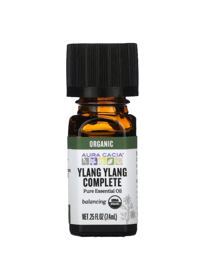 Aura Cacia أورا كاسيا، زيت أساسي نقي، يلانغ يلانغ عضوي كامل، 0.25 أونصة سائلة (7.4 مل) - Image 1
