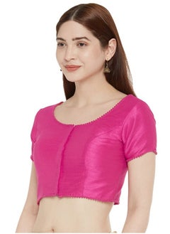 Studio Shringaar Studio Shringaar Women's Readymade Polyester Padded Saree Blouse with Short Sleeves.(Pink, 36)  - Image 2