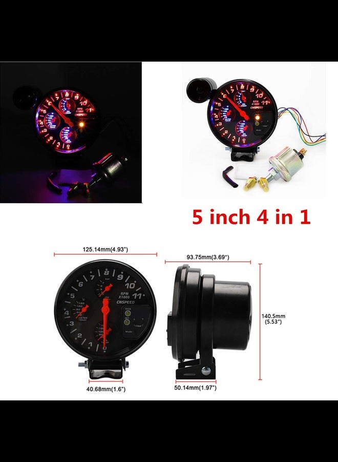 Generic Tachometer RPM Meter w/Shift Light Oil Press Water Oil Temp Gauge  - Image 2