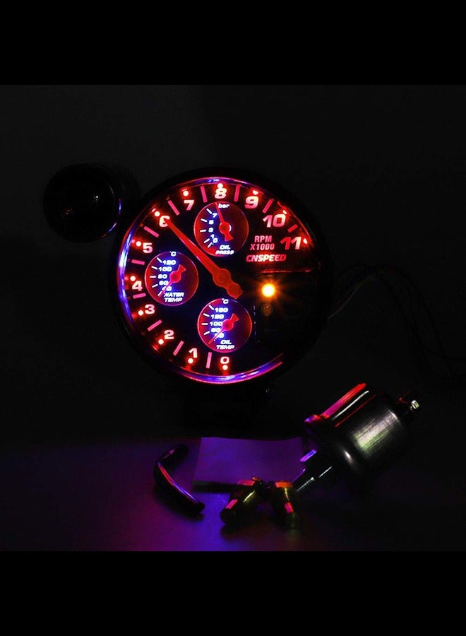 Generic Tachometer RPM Meter w/Shift Light Oil Press Water Oil Temp Gauge  - Image 4