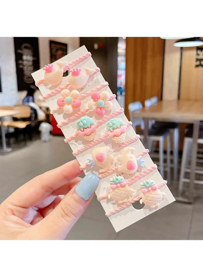 60-Piece Cute Hair Elastics Hair Ties for Baby Girls - Colorful Flower, Fruit, Star, and Heart Designs, Fun Hair Accessories for Kid Girls - Image 3