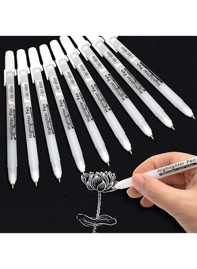 إيروريكس أقلام بيضاء محايدة، قلم حبر أبيض مقاوم للتلطخ، قلم فني أبيض، أقلام حبر جاف، قلم تحديد 0.8 مم، أقلام كتابة، عبوات متعددة، أقلام للكتابة اليدوية، رسم تخطيطي، تصميمات، عبوة من 10 قطع - Image 1