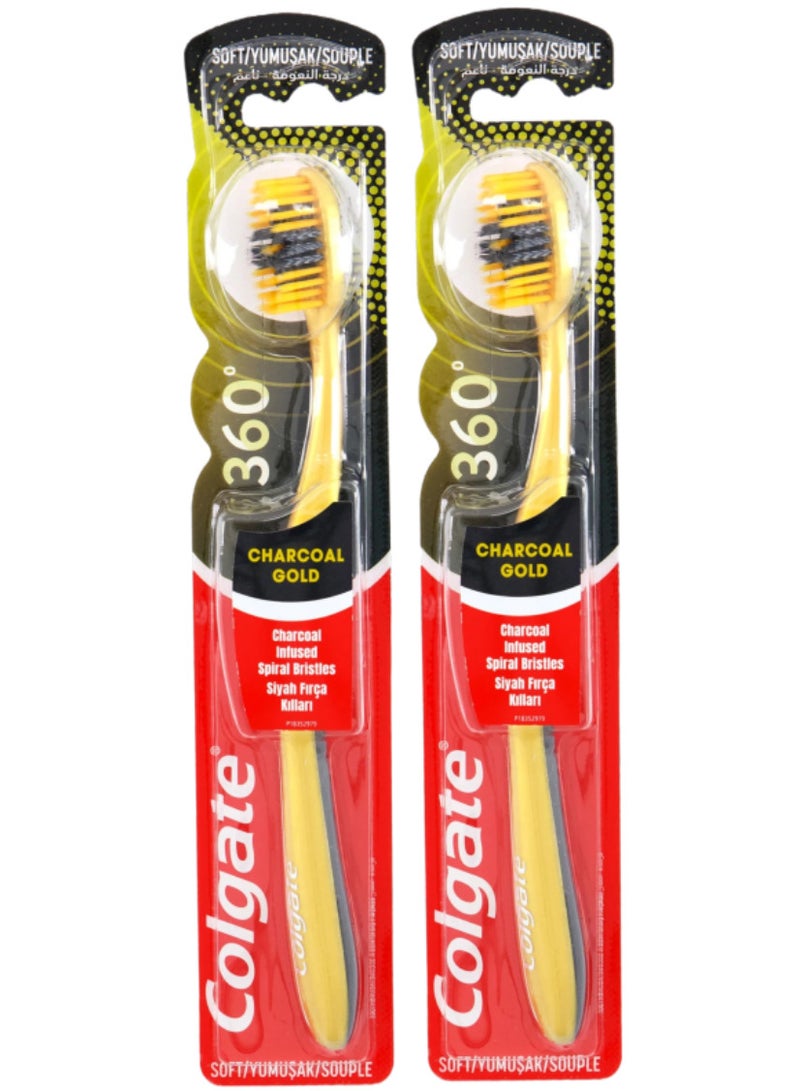 Colgate Pack Of 2 Colgate 360 Charcoal Gold ToothBRush Multi Color - Image 1