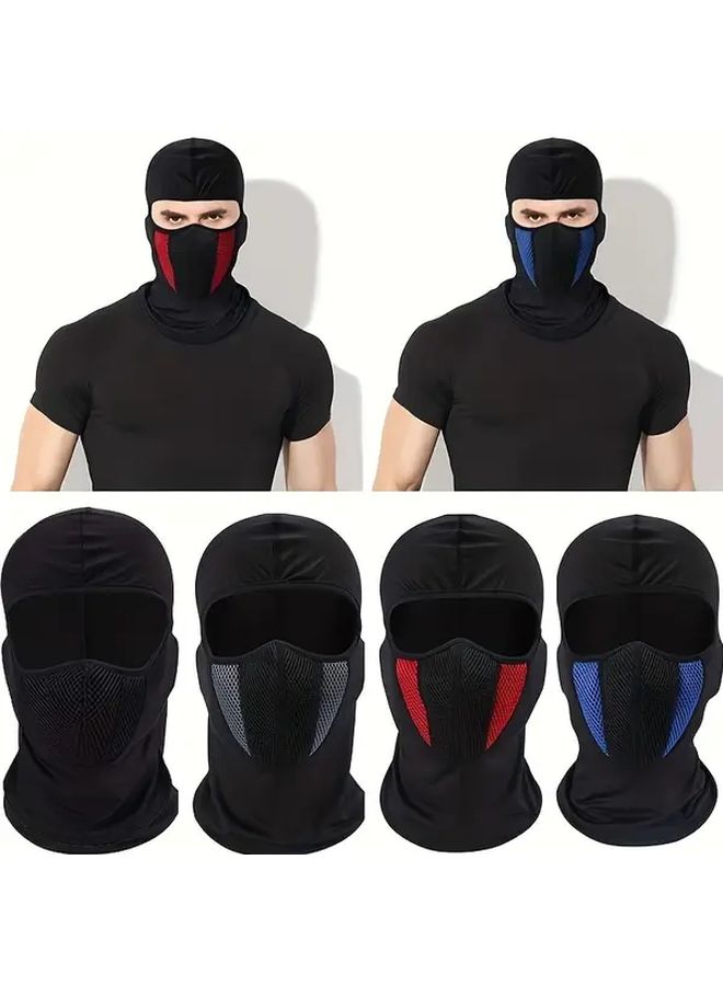 Red Ski Mask Motorcycle Riding Outdoor Sports Headgear Warm Lining Breathable Cycling Hat With Mesh Panel - Image 1