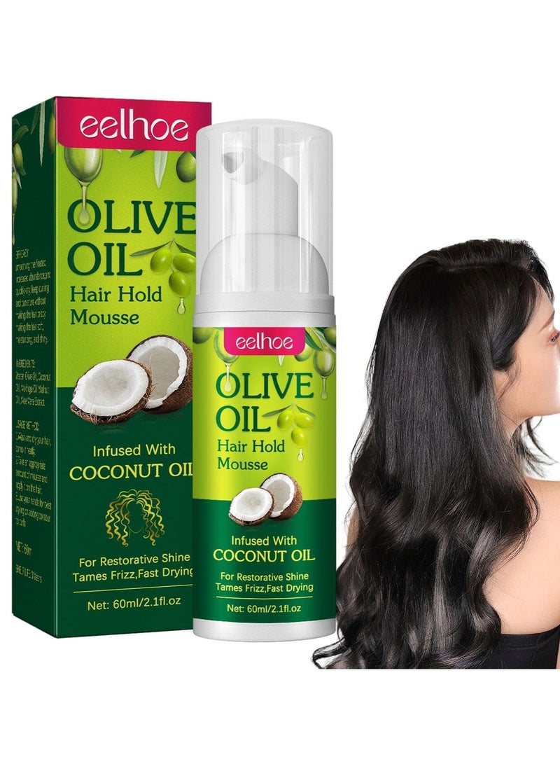 EELHOE Olive Oil Volume Styling Mousse, Hair Styling Mousse, 60 ml Moisturising Hair Styling Mousse with Olive Oil, Light Hair Mousse with Flexible Hold, Nourishing Hair Mousse for All Hair Types - Image 3