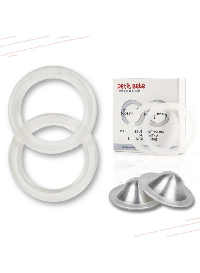 بيتي بيبي حلقات السيليكون المتوافقة مع أكواب Eternal Silver Cups من PETIT BEBE (عادية)، واقي حلمة للرضع حديثي الولادة، يهدئ ويحمي الحلمات المؤلمة، أساسيات حديثي الولادة التي يجب اقتناؤها - Image 1
