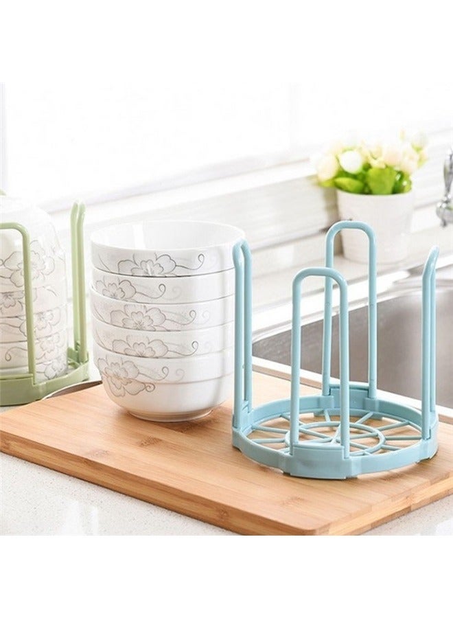Kitchen Bowls Holder Blue 14.8x14cm，Dinnerware Bowl Plate Racks and Holder Plastic Drain Rack Dish Storage Display Stand Drying Shelf Tableware Drainer Rack Kitchen Organizer - Image 2