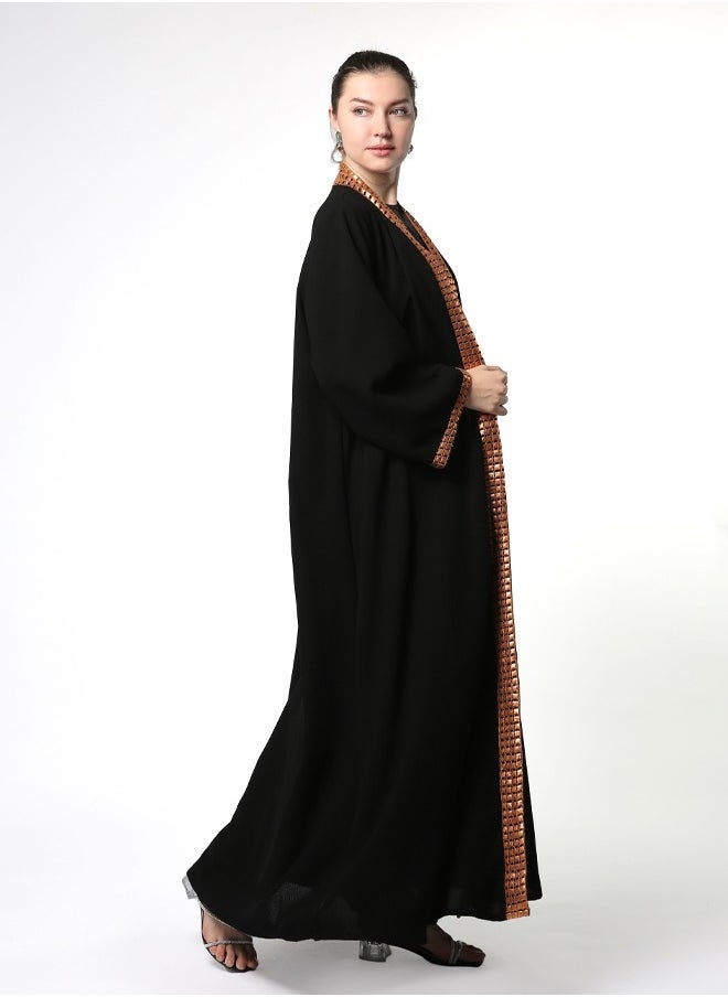Line73 by Zahra Copper-Touched A-Line Abaya - Image 3