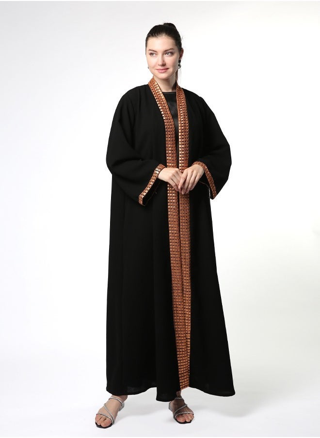 Line73 by Zahra Copper-Touched A-Line Abaya - Image 2