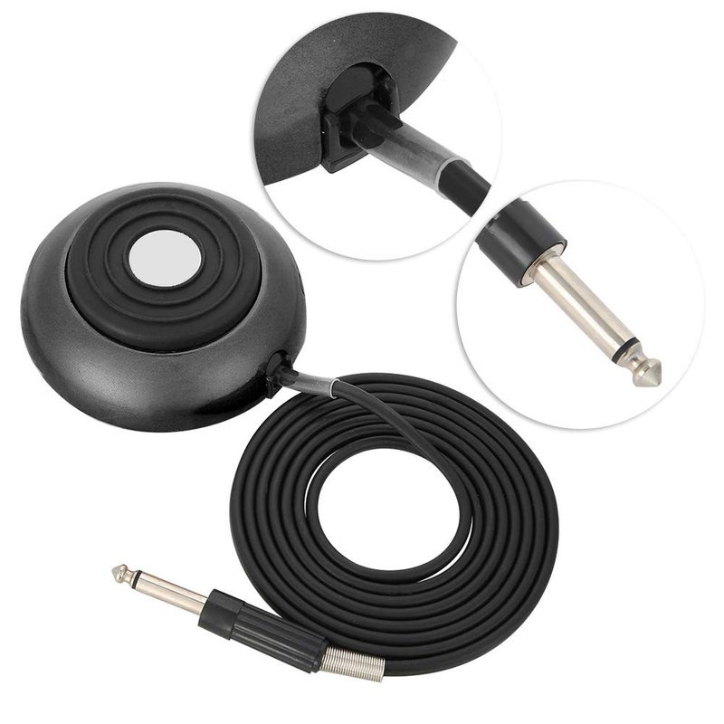 klarako Tattoo Pedal Switch, Round Gem Stainless Steel Tattoo Foot Pedal Switch 360 Degree Switch w/ 5 ft. Power Cord Controller for Tattoo Machine Power Supply (Black) Black - Image 4