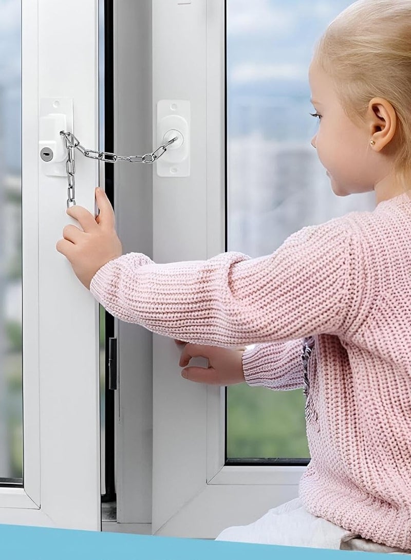 Lock with key and chain to control the opening of windows safely. The security of your home is in your hand - Image 1