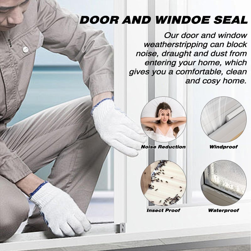 Vannesse Weather Stripping Door Seal Strip, 118 Inch Wedge Window Seal, Winter Insulation Weatherproof Foam Tape, Soundproof Noise Reduction Light Blocker for Exterior Door Frame & Door Gap Filler - Image 2