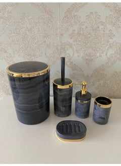 Gray 5 Piece Marble Pattern Bathroom Set / WC Brush Holder Liquid - Solid Soap Dish Trash Can Toothbrush Holder A - pzsku/Z9CC483E273AD0A76EEB0Z/45/_/1730837887/ffe734a8-9e7f-4f95-9ef0-2c6e44d0a63d