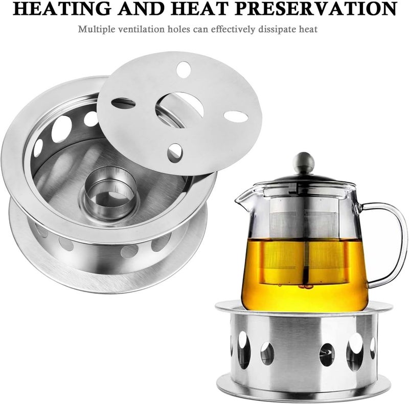 GALPADA Stainless Steel Teapot Warmer with Hollow-Out Candle Holder, Multipurpose Tea and Milk Heater Base for Desk Use, Wear-Resistant Lotus Design Warmer - Image 5