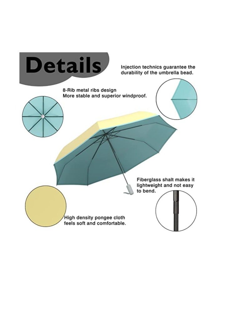 Mini Travel Umbrella Small Compact Portable Umbrella for Sun and Rain Windproof Parasol with 99% UV Protection for Women and Men Protection Sun-Folding UV Umbrella Windproof Compact - Image 3