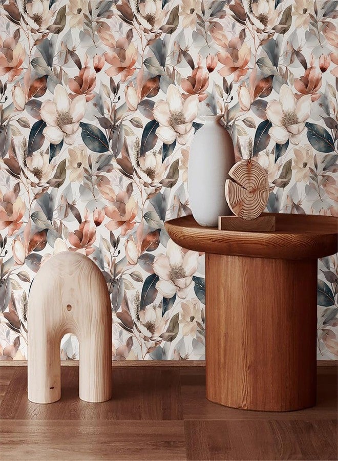 MuralPeel ورق جدران MuralPeel بتصميم بوهيمي عتيق، مزين بأزهار ماغنوليا برونزية، سهل اللصق والإزالة، ورق لاصق مناسب للمستأجرين - Image 3