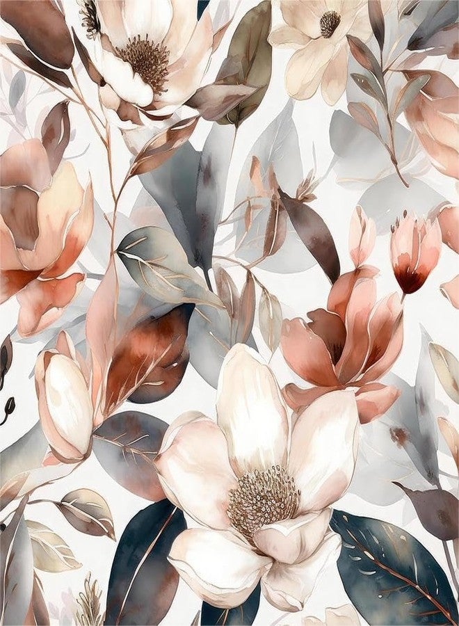 MuralPeel ورق جدران MuralPeel بتصميم بوهيمي عتيق، مزين بأزهار ماغنوليا برونزية، سهل اللصق والإزالة، ورق لاصق مناسب للمستأجرين - Image 1