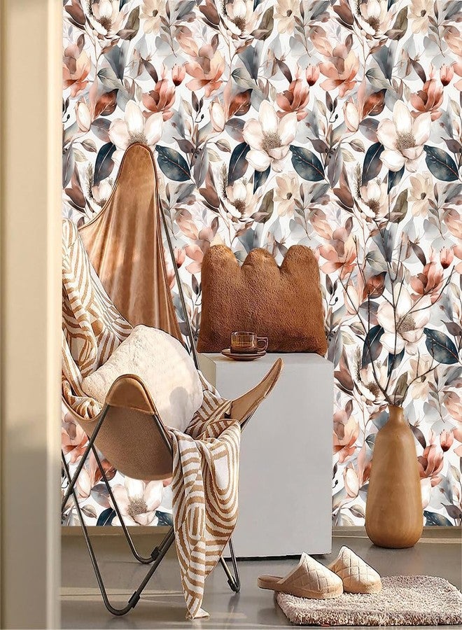 MuralPeel ورق جدران MuralPeel بتصميم بوهيمي عتيق، مزين بأزهار ماغنوليا برونزية، سهل اللصق والإزالة، ورق لاصق مناسب للمستأجرين - Image 2
