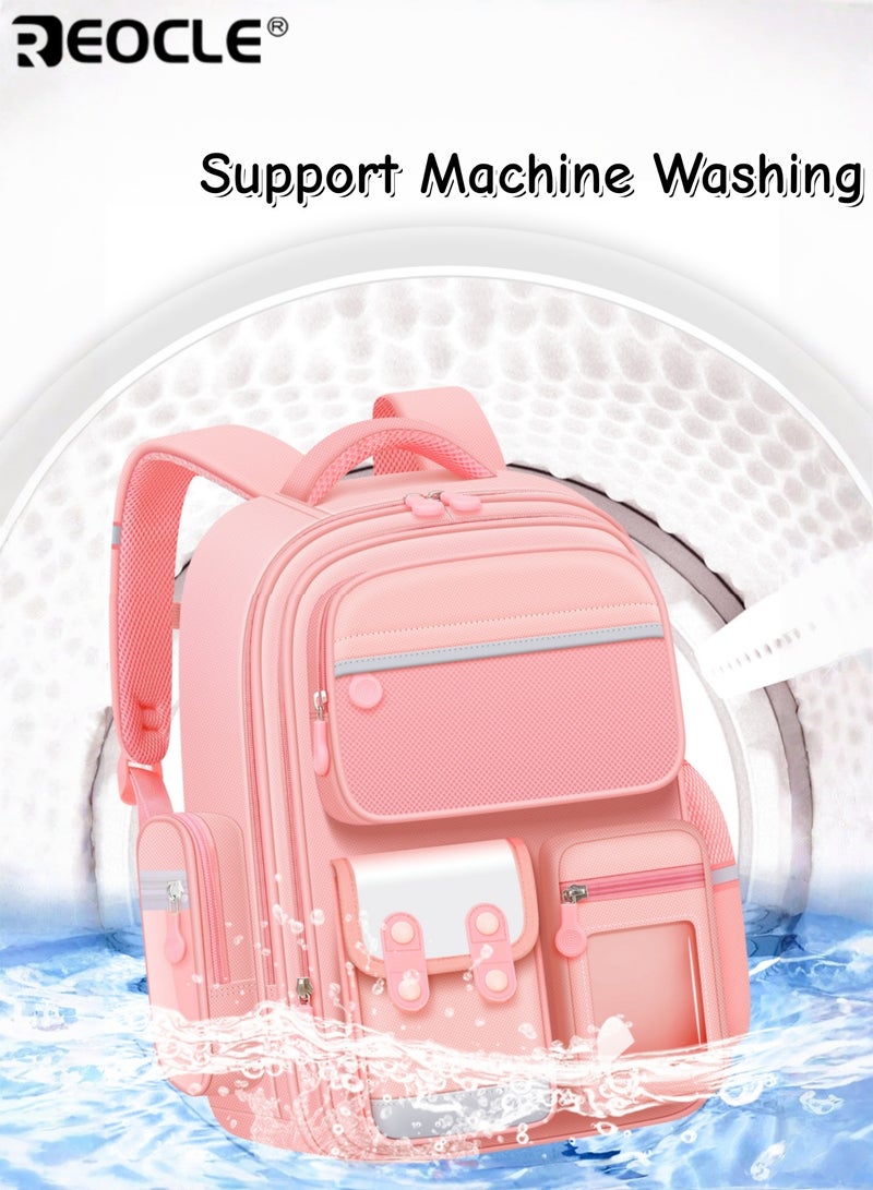 ريوكل حقيبة ظهر للأطفال بطباعة شخصيات كرتونية حقيبة مدرسية كبيرة السعة حقيبة تخزين عملية للمواصلات اليومية لتلاميذ الصفوف 3-6 حقيبة ظهر عارضة للنزهات - Image 4