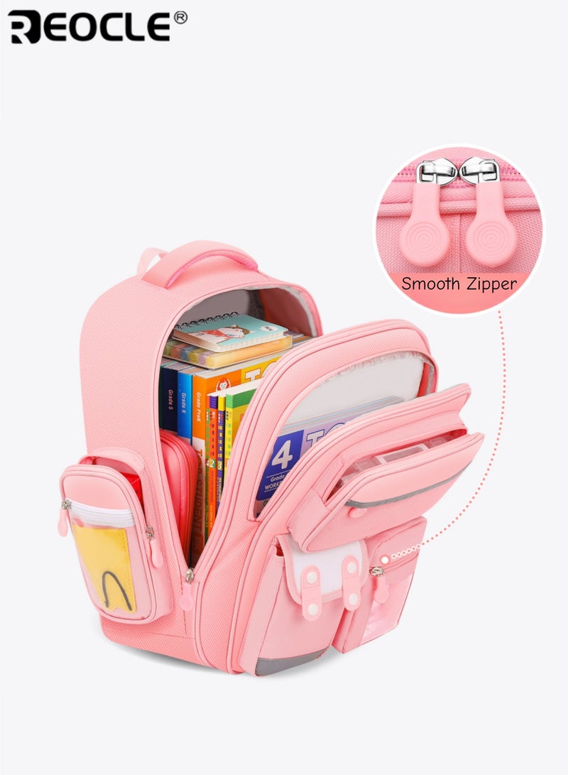 ريوكل حقيبة ظهر للأطفال بطباعة شخصيات كرتونية حقيبة مدرسية كبيرة السعة حقيبة تخزين عملية للمواصلات اليومية لتلاميذ الصفوف 3-6 حقيبة ظهر عارضة للنزهات - Image 3
