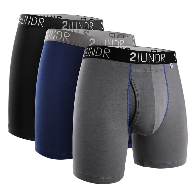 2UNDR Swing Shift Boxer Brief 3 Pack (Black/Grey/Navy, Medium) - Image 1