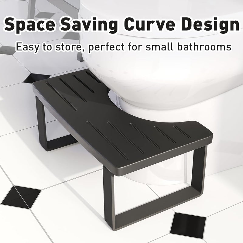 Aofure Squatting Potty for Adults, 7in Wooden Poop Stool Adult, Matte Black Bamboo Toilet Stool Squat, Wood Pooping Stool for Bathroom, Toilet Foot Step for Kids with Non-Slip Mat - Image 2