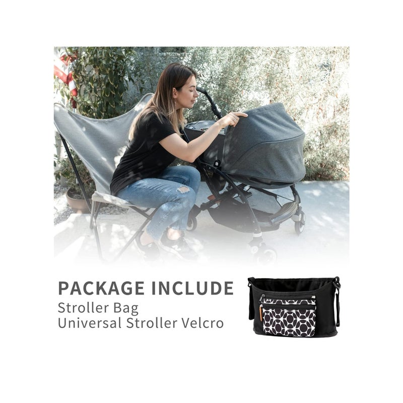 SOLARAE Universal Stroller Organizer, Diaper Bag Baby Stroller Bag Caddy Organizer, for Stroller Accessories, with Muti Pockets, Non-Slip Stroller Hooks and Adjustable Strap, Black Cirlcle - Image 4