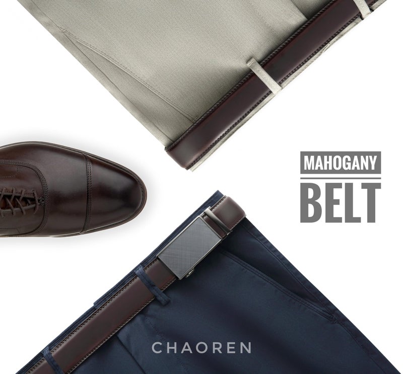 CHAOREN Mens Belt - Mens Ratchet Belt Leather 1 3/8" for Dress Pant - Micro Adjustable Belt Fit Everywhere - Image 2