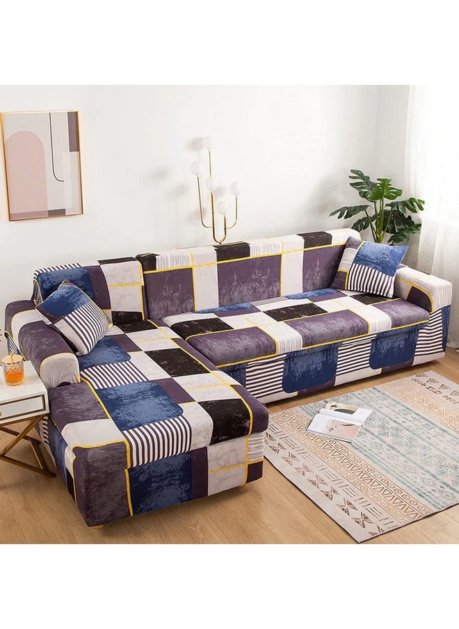 Lukzer - Lukzer Universal 3 Seater Sofa Cover with 2 Pillow Case 140 GSM Big Elasticity Slipcover for Couch Protector Stretchable (Multi Patch Design/180-230cm) SC-042-03 - Image 1