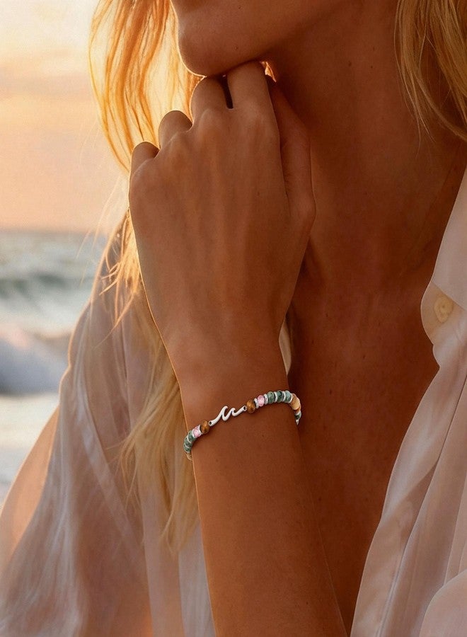 QILMILY Wave/Bow/Cross Bracelet for Women,Colorful Natural Stone Beaded Bracelets,Unique Friendship Gift For Best Friend Sister Bestie Mom,Woman Birthday Gifts,Stocking Stuffers for Teen - Image 3