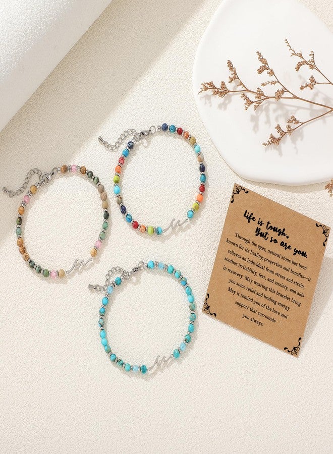 QILMILY Wave/Bow/Cross Bracelet for Women,Colorful Natural Stone Beaded Bracelets,Unique Friendship Gift For Best Friend Sister Bestie Mom,Woman Birthday Gifts,Stocking Stuffers for Teen - Image 4