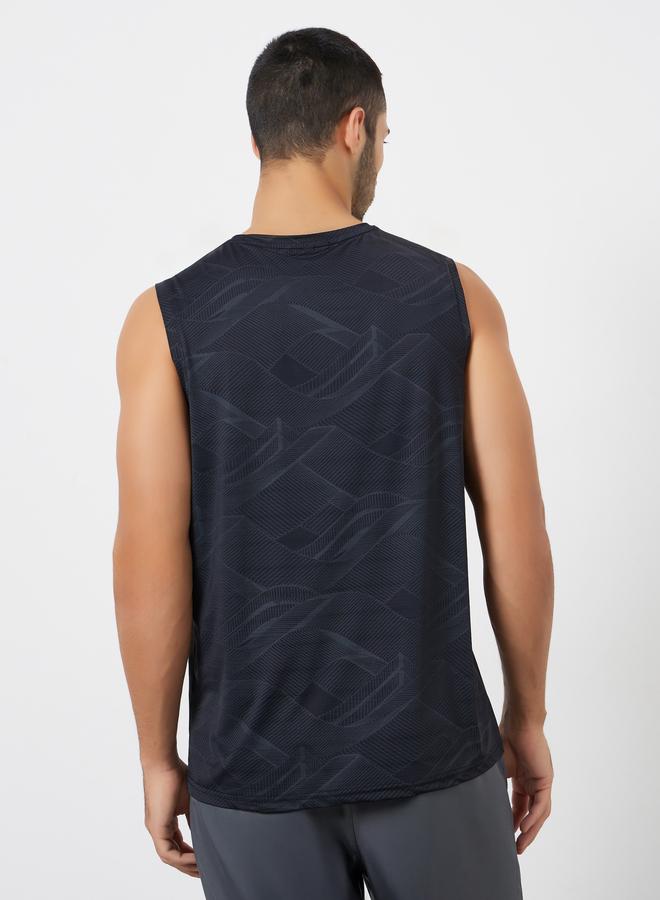 Styli Active Men Black Printed Performance Relaxed Tank - Image 4