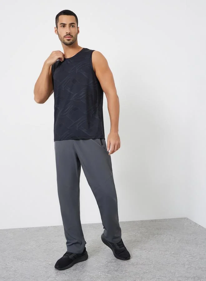 Styli Active Men Black Printed Performance Relaxed Tank