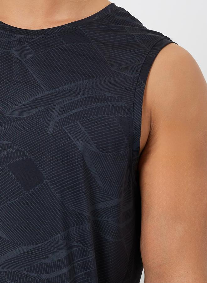 Styli Active Men Black Printed Performance Relaxed Tank - Image 3
