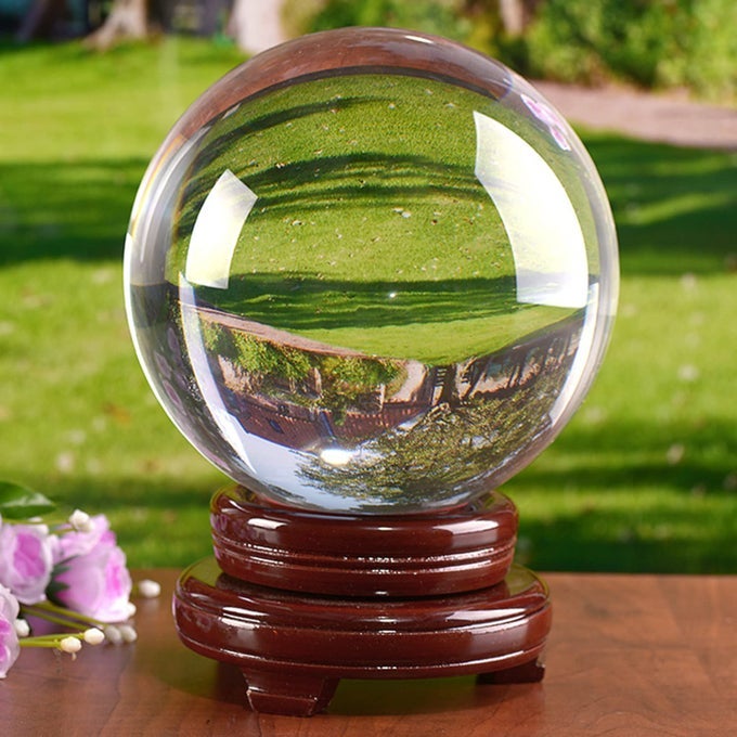 K9 CRYSTAL BALL 150MM6 INCH CLEAR CRYSTAL BALL WITH WOODEN STAND FOR LENSE BALL MEDITATION DIVINATION HEALING PHOTOGRAPHY DECOR MAGIC HEALING SPHERE BALL