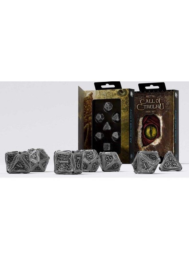null - Q Workshop Metal Call Of Cthulhu Rpg Dice Set 7 Polyhedral Pieces - Image 1