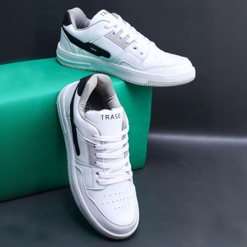TRASE Casual Sneaker Shoes for Women | Soft Cushioned Insole | Sneakers for Woman | Lightweight | Comfortable | Stylish, Trendy Girls and Women Sneakers with Laces (White-Black, 6 UK) - Image 3