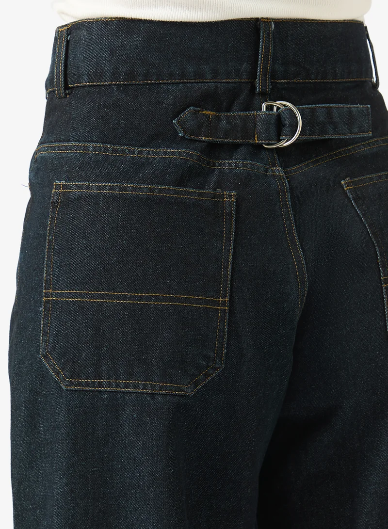 Ginger  Mid Rise Wide Fit Jeans with Foldover Hem for Women | Best Price UAE