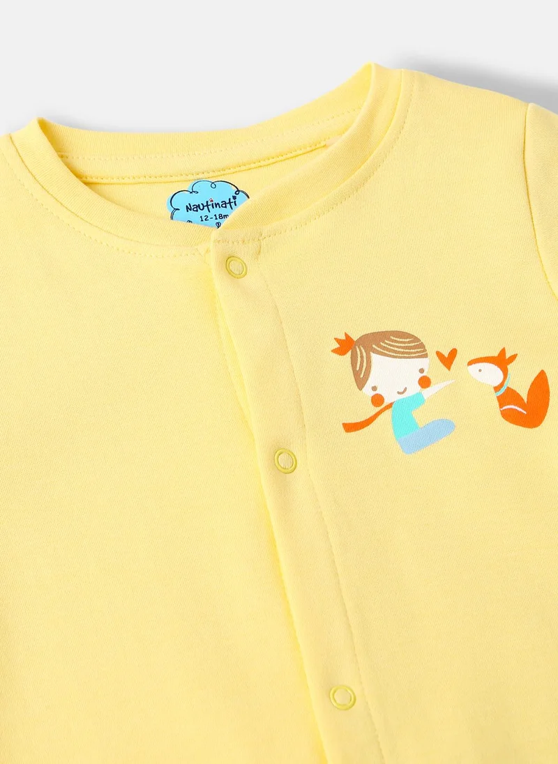 نوتيناتي Nautinati Infants Premium Cotton Graphic Printed Pack of 2 Sleepsuits