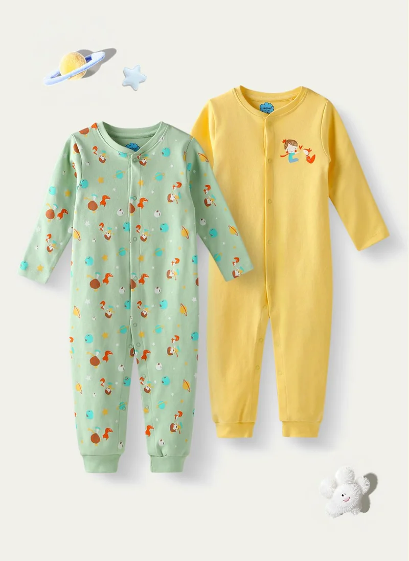 Nautinati Nautinati Infants Premium Cotton Graphic Printed Pack of 2 Sleepsuits